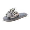 Fashion Casual Fluffy Slippers Women House Flats Fashion Winter Bowknot Designer Shoes Ladies Home Plush Platform Elegant Footwear 2025
