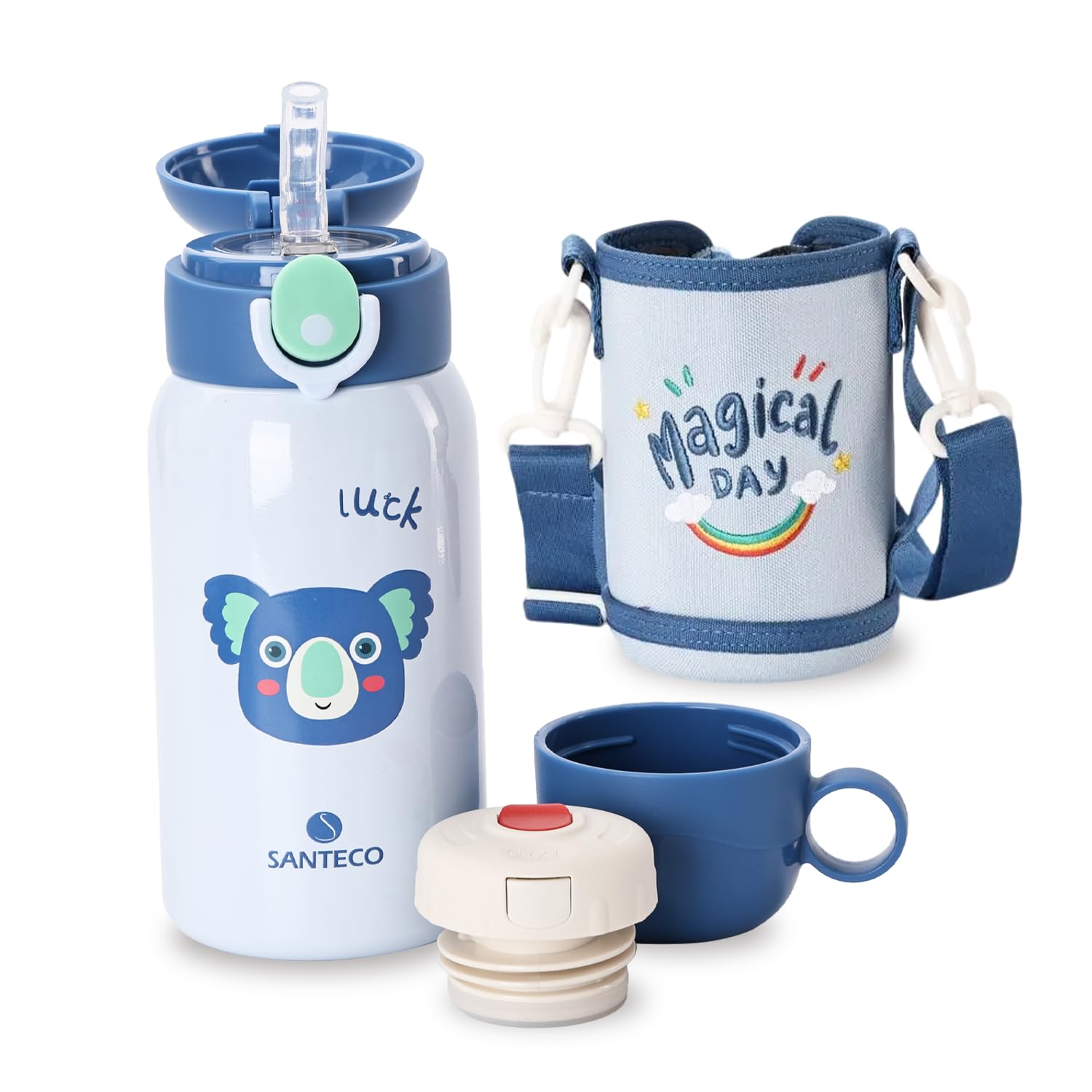 

SANTECO MARA Thermos Water for with Direct Sports Drink Carbonated Drink Keeps Drinks Cold or Vacuum Wide 316 Stainless Stylish and Cute Design for