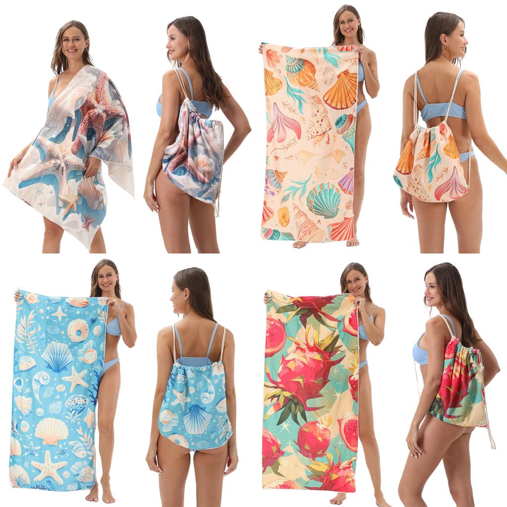 Microfiber Collapsible Sand Towel With Storage Bag For Beach Use