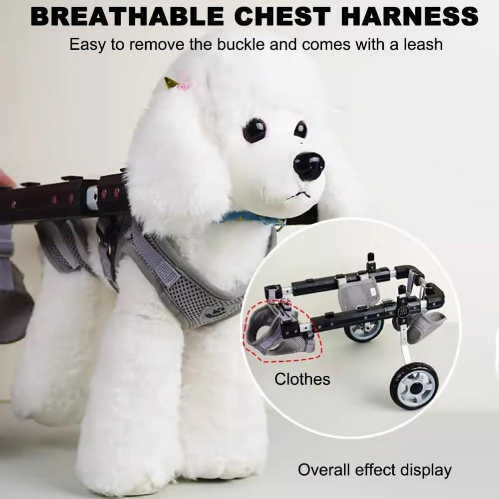 Bakbensrullestol for hunder og katter Justerbar rullator for funksjonshemmede kjæledyr med bakbenstøtte og hoftestøtte