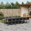 VidaXL 13 Pcs Garden Dining Set Cushions Black Wicker, Outdoor Dining Set, Dining Furniture of 3295062