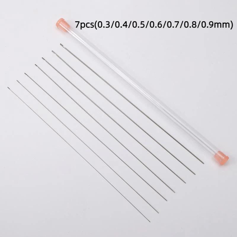 Stainless Steel Beading Needles Slim Sharp Tip With Clear Storage Tube For Diy Jewelry Making Bead Craft Projects
