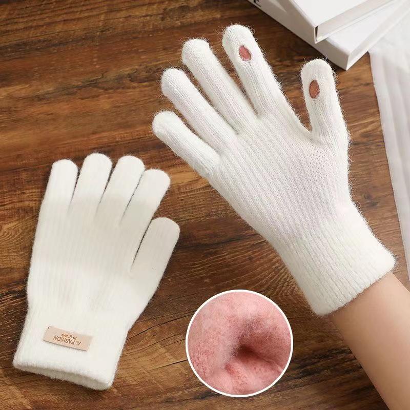 Korean Style Winter Touchscreen Knitted Gloves - Cute, Warm, Cold-Proof for Female Students & Cycling