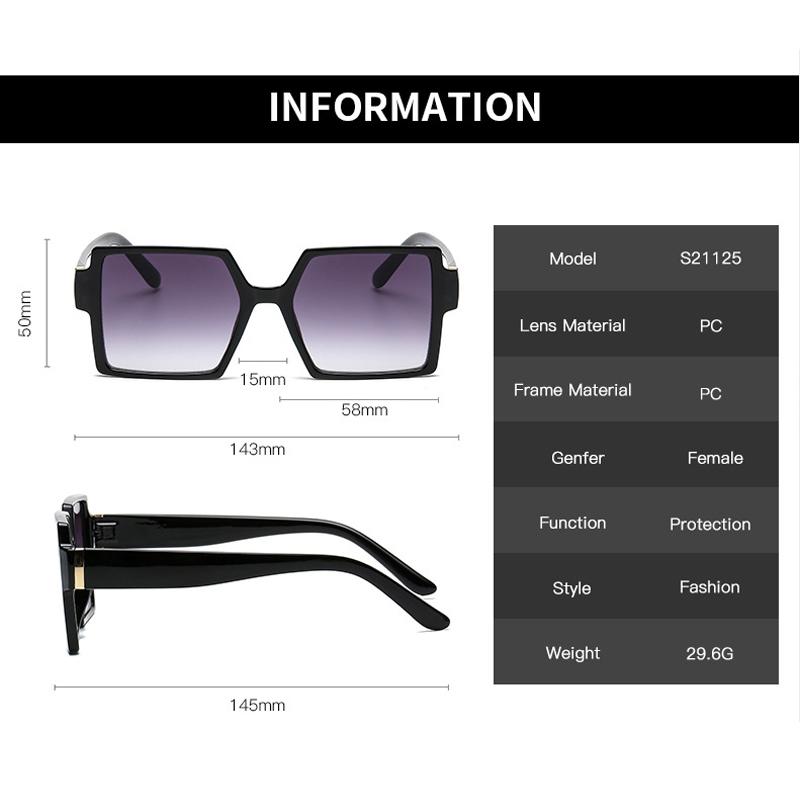 Fashion Womens Sunglasses Square Vintage Sun Glasses Gradient Lens Anti-UV400 Luxury Brand Oculus Eyeglasses Female Accessories