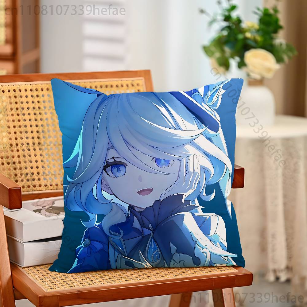 

Genshin Impact furina Pillow Cases for Bedroom Living Room Sofa Home Decor Polyester Cushion Cover with Zipper 30x30cm