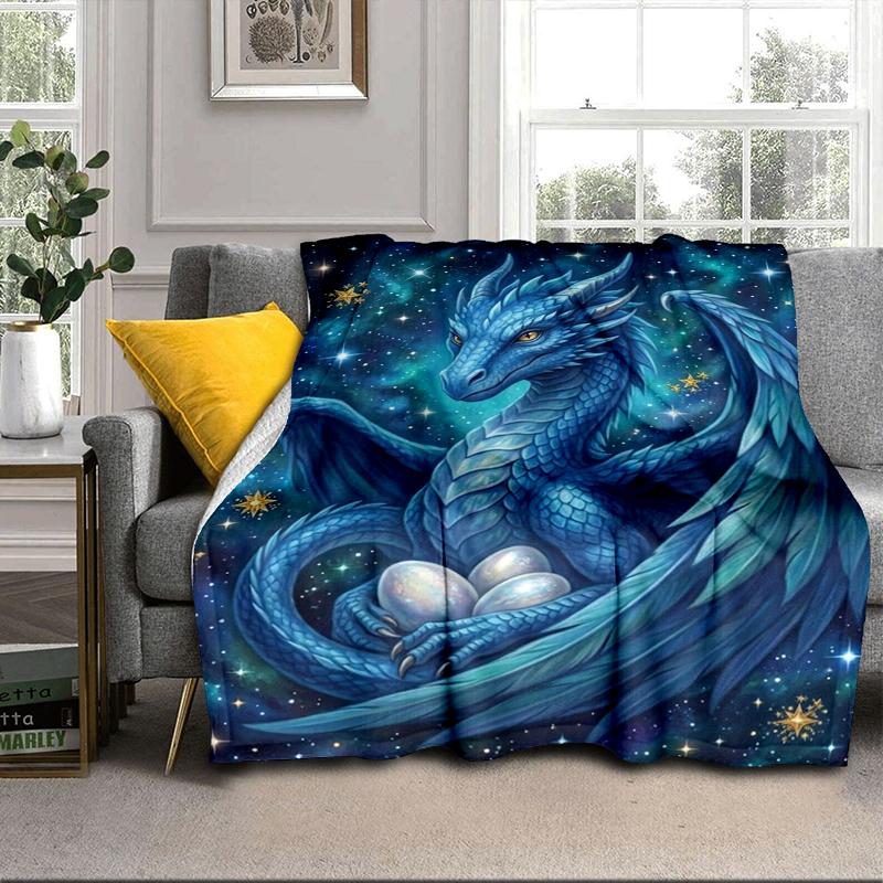 Blue Dragon Holding Stars Blanket Flannel Blanket Throw Blanket Sofa Cover Blanket Soft Premium Blanket Picnic Blanket Tv Blanket Gifts