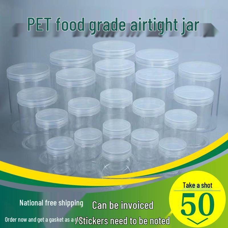 

Прозора пластикова банка з широким горлечком та кришкою, харчовий контейнер для зберігання снеків та цукатів 5.5*6.5cm