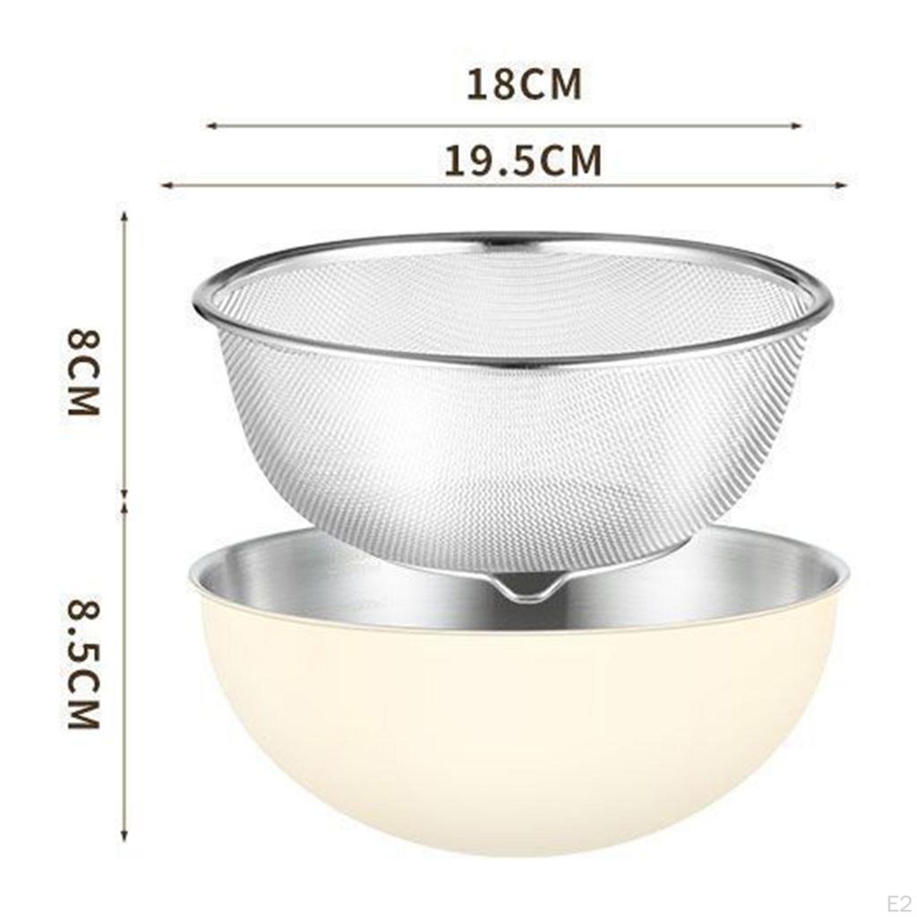 Colander Stainless Steel Mixing Bowl Food Strainer Basket Draining Rinser with Smooth Touch Suitable