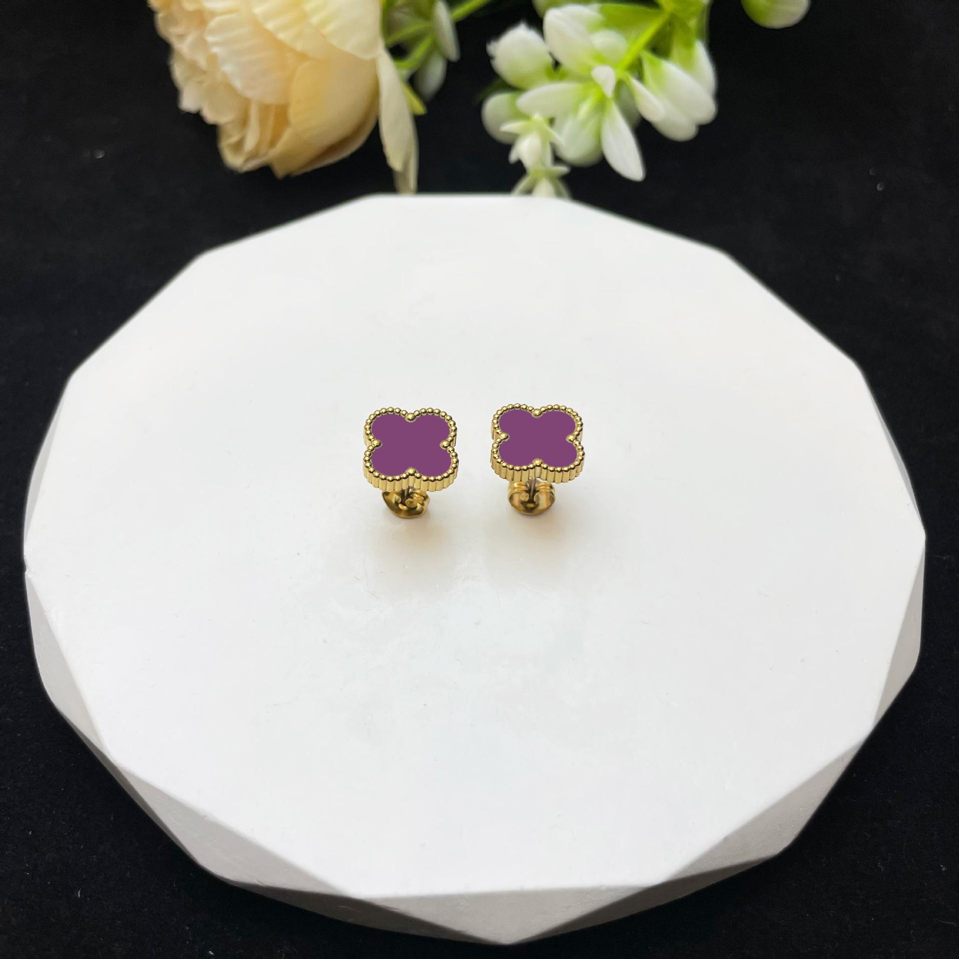 

Серьги Lucky Four -Leaf High-End, роскошные универсальные серьги, модные женские серьги, ювелирные изделия фиолетовый