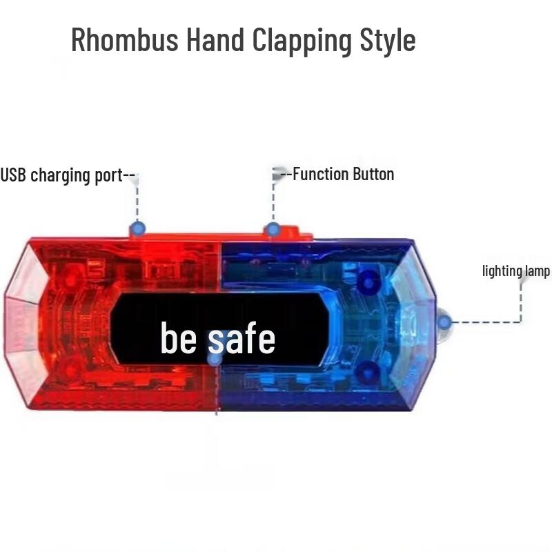 DAXTE Rechargeable Diamond Red & Blue Flashing Warning Light