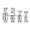 Austauschbares Ratschenschlüssel-Adapterset: 1/2" bis 3/8" bis 1/4" Fliegengrößen - CRV.