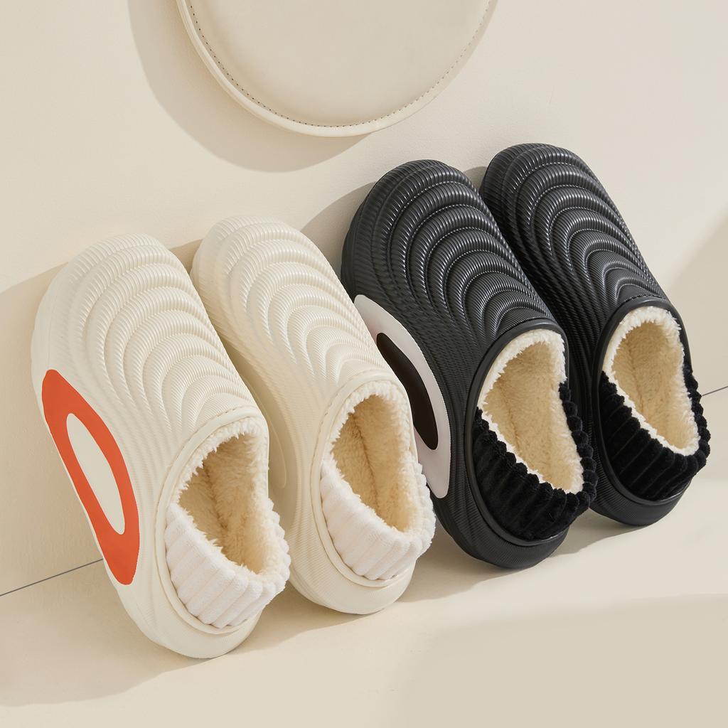 Platform Women Cotton Slippers Plush Warm Thick Bottom Slides Breathable Soft Non-slip Slippers Indoor Outdoor Men Cotton Slippers