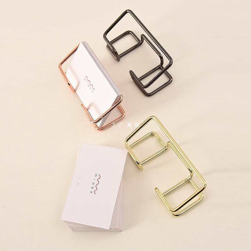 Gold Metal Business Card Holder Desk Bracket Cards Organizer Office Business Cards Display Holders Fashion Desktop Decorative
