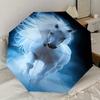 White Horse Fantasy: Automatic Opening/Closing Umbrella with Foldable Design, Ideal for Fans, Travelers, Daily Use, and Festive Gifts!112520