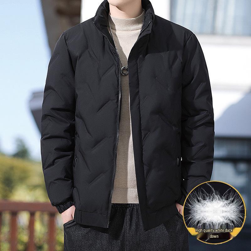 2024 Men s Trendy Short Lightweight Warm White Duck Down Jacket with Stand Collar L