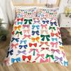 3D Bowknot Print Duvet Cover Set, Cute Bow Heart Pattern Bedding Set, Soft Microfiber Quilt Cover With Pillowcases