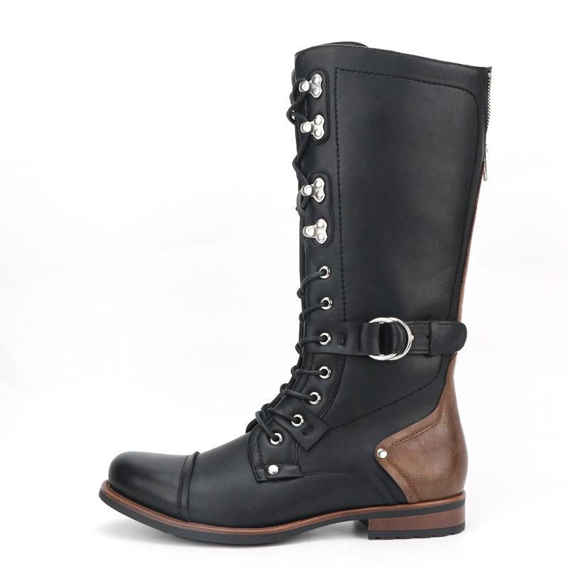 Fashion Luxury Men's Knee High Boots Retro Handmade Leather Boot Fashion Tall  Motorcycle Boots Classic Western Cowboy Boot Botas Hombre