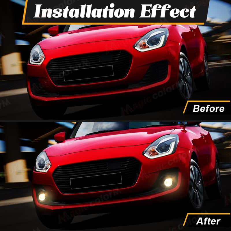 Fog Lamp For Suzuki Swift 2018  LED Foglights Front Bumper Fog Lamp Assembly Halogen Bulb with Cover Grill Bezel Kit 12V