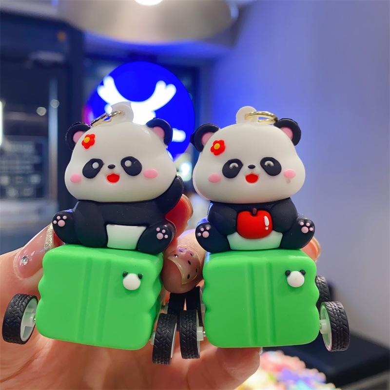 Cute Cartoon Pull Back Car Panda Keychain Bag Pendant Children's Toy Doll Machine Exquisite Small Gifts