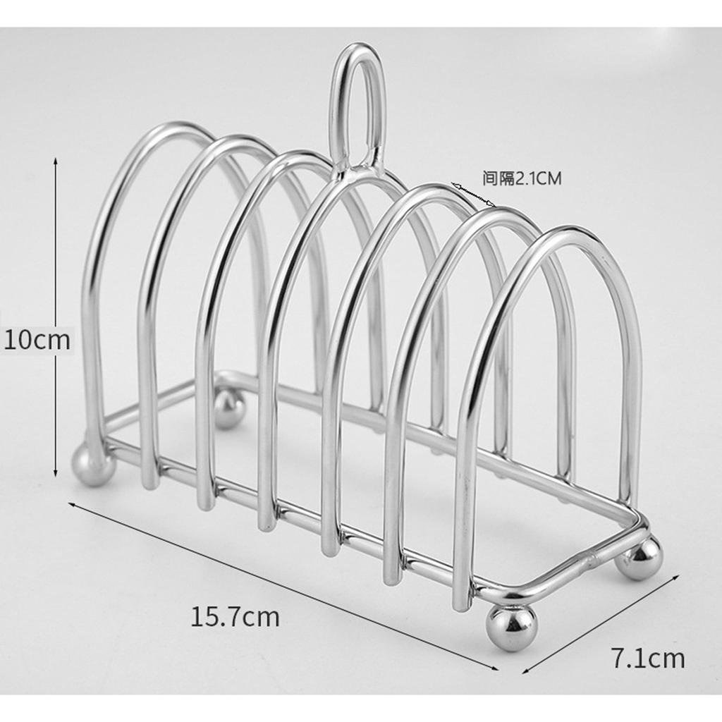 Toast Rack Stainless Steel 6 Slice Slot Breakfast Toast Bread Rack Holder with Handle for Kitchen Bakery