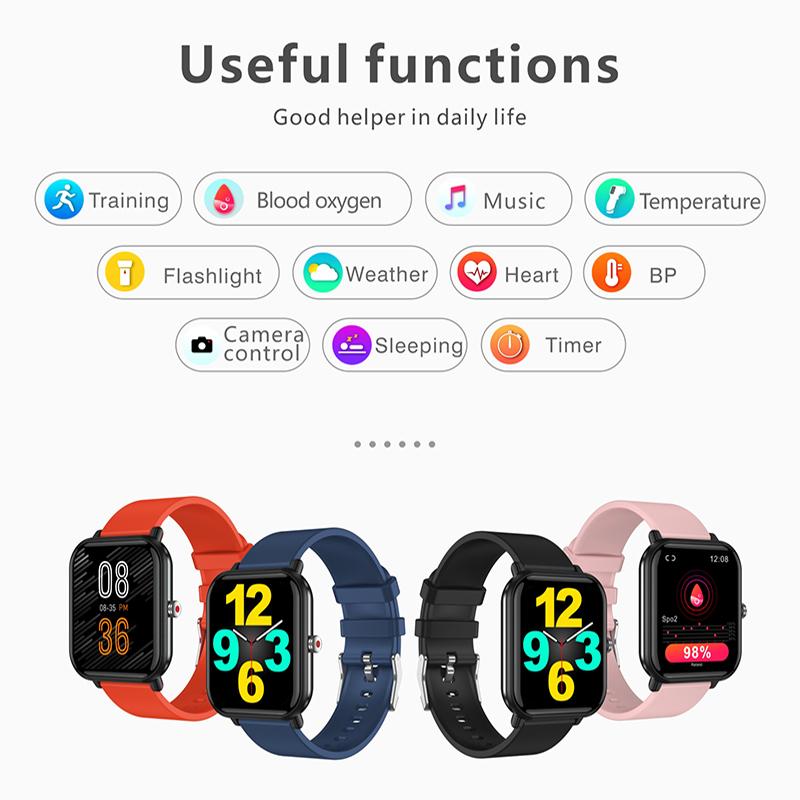 Digital Smartwatch Body Temperature Monitor Fitness Sports Watches Bluetooth Ip68 Waterproof Smart Watch For Android Phones