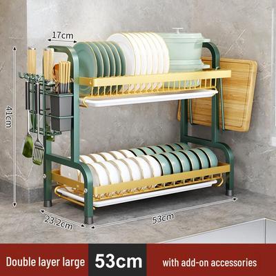 Multi-functional Two-Layer Kitchen Dish Drying & Storage Rack