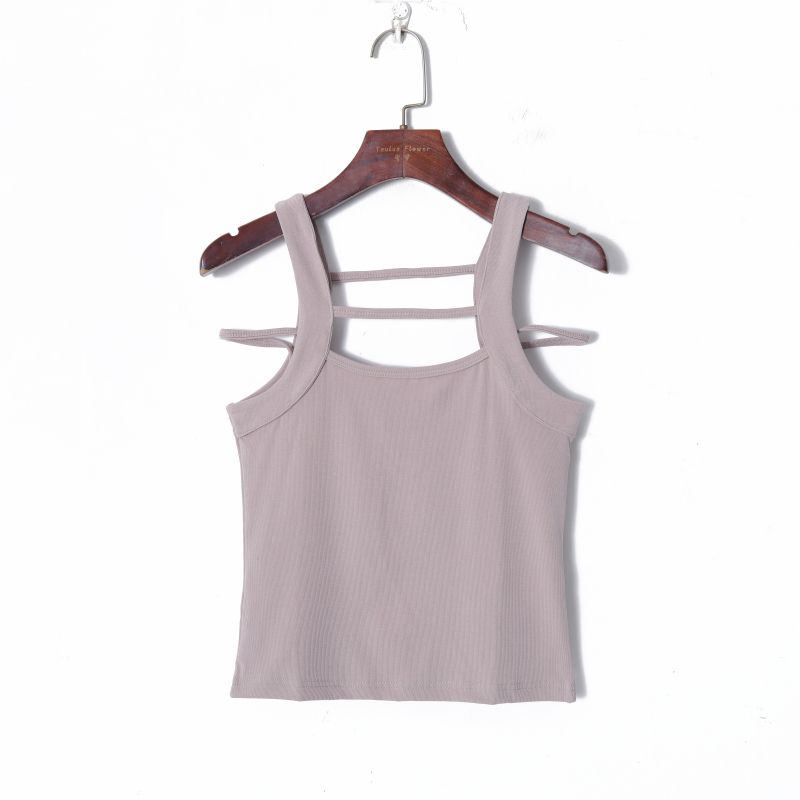 

2023 Лето Женская одежда Мода Европейский и американский стиль Однотонный Сексуальный Низкий вырез Декорация шнуровкой Приталенный Эластичный Клетчатый Короткий Жилет Lotus root starch S