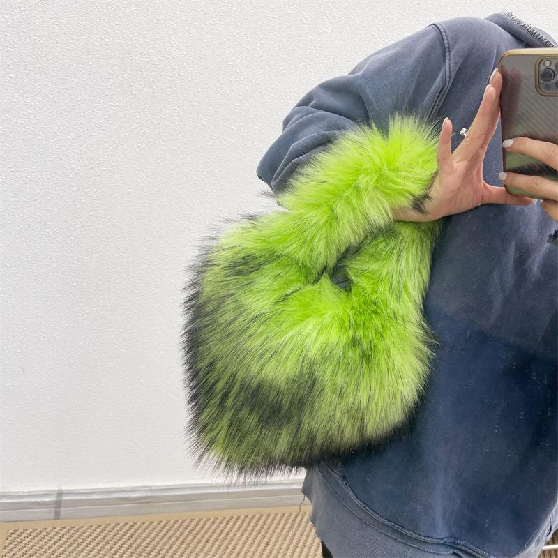 Popolari Nuove Popolari a Forma di Cuore Morbide Borse a Tracolla da Donna Adorabili Pelliccia Finta Morbido Peluche Borsa Tote Invernale Trendy Chic Borsa a Spalla Singola Pochette Borse