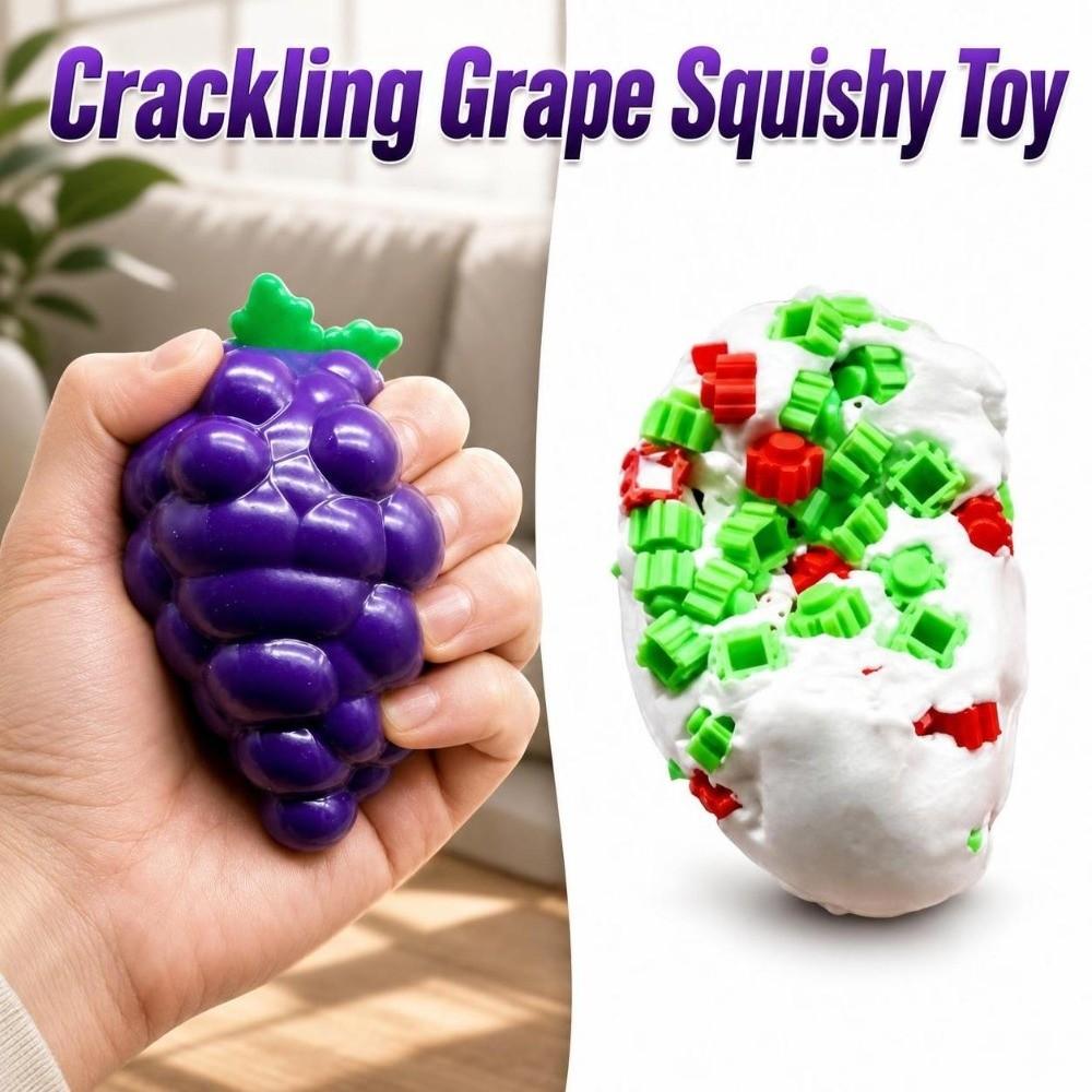 Crunchy Crackling Grape Squishy Toy Soft TPR Fidget Toy Novelty Grape Stress Ball Home Decoration