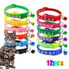 1/3/6/12/18 Peças Coleira Sino para Gato de Estimação Quente Coleira para Cachorro Estampada Gato Multicor Opcional Anel de Pescoço Coleira de Corda para Gato Suprimentos para Animais de Estimação