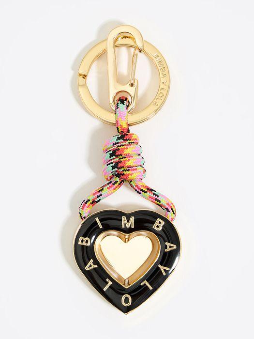 BIMBA Y LOLA BIMBA Y LOLA Black Heart Logo Rope Keychain B246AIZ004BKF
