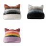 Gradient Striped Bucket Hat Colored Women Beanie Hat Casual Woolen Knitted Hat  Ladies