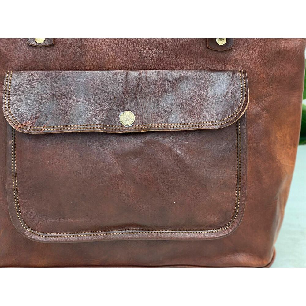 Genuine Leather Tote Shoulder Bag Lightweight Large Compartment Women Vintage