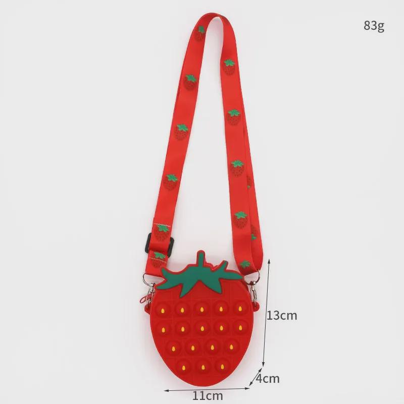 Geantă de umăr din silicon pentru copii cu tematică de fructe - Design căpșuni, ananas, avocado