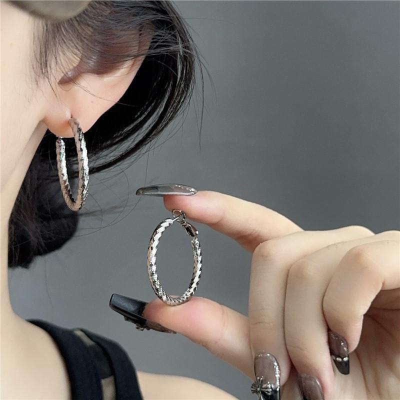 2025 Fashionable Silver Hoop Earrings: High-End, Versatile, Light Luxury Design for Women