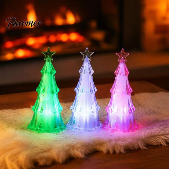 Holiday Tabletop Ornament Christmas Tree Night Light, LED Decorative Lamp for Bedroom And Party Atmosphere Battery Operated Room Accent Lighting,