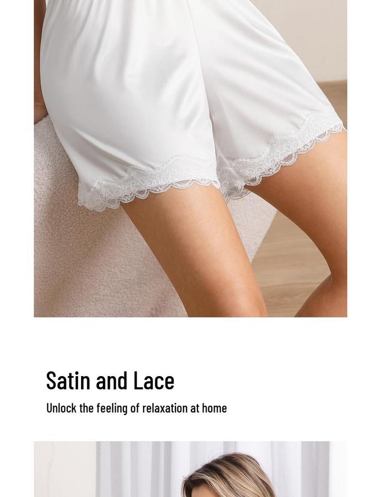 Women's Summer Ice Silk Lace Shorts - Anti-Exposure, Loose, Plus Size Pajamas, 2026 Collection