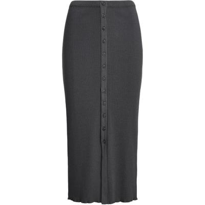 Polo Button Front Ribbed Maxi Skirt Women Skirts 211889323-001