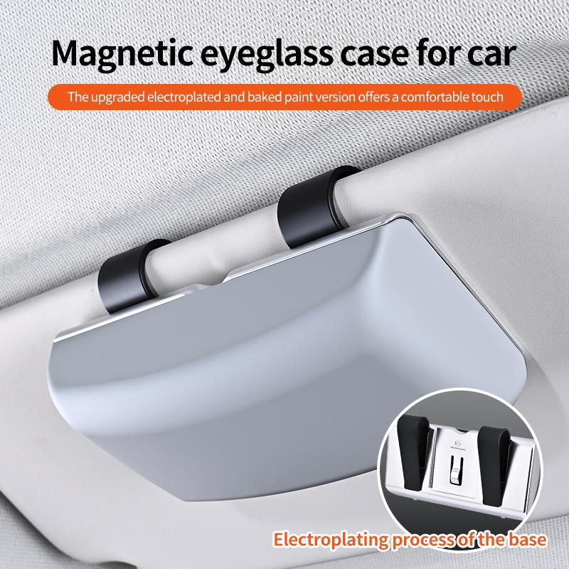 

Magnetic Switch Car Glasses Box Portable Car Sun Visor Sunglasses Holder Car Eyeglass Case Portable Electroplated Glasses Box серый
