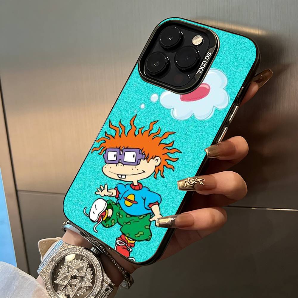 Classic Cartoon Characters-R-Rugrats For iPhone 17 16 15 14 13 12 11 Pro Max XS  17 Air Silicone Colored Silver Bumper Cover