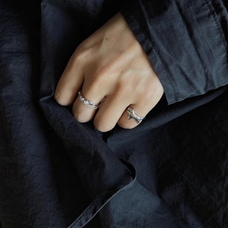 Modern Geometric Lucky Dog Ring For Women In Adjustable Copper For Stylish Wear Summer