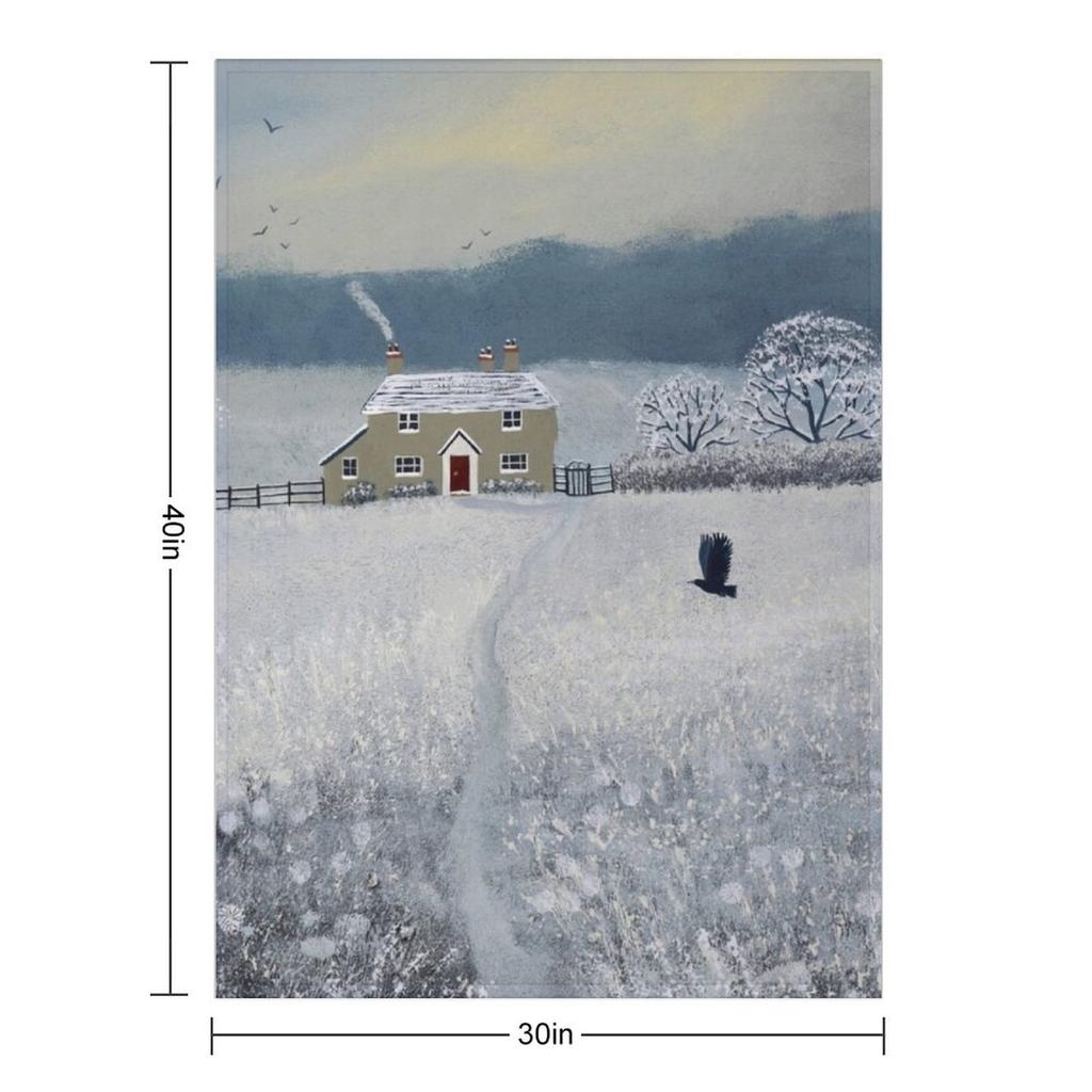 The Path to Winter Cottage Throw Blanket Thermal Giant Sofa Fashion Sofas Warm Blankets