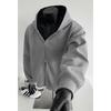 Men's Patchwork Cardigan Hooded Sweatshirt, Short and Oversized Casual Jacket