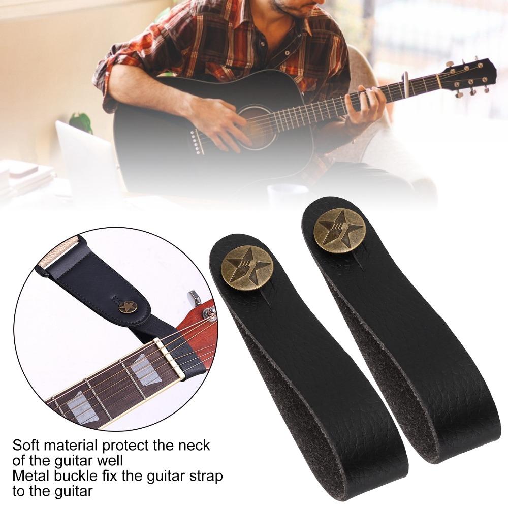 6PCS Leather Material Guitar Neck Strap Tie Black Guitar Strap Lock Headstock Strap Tie For Guitars