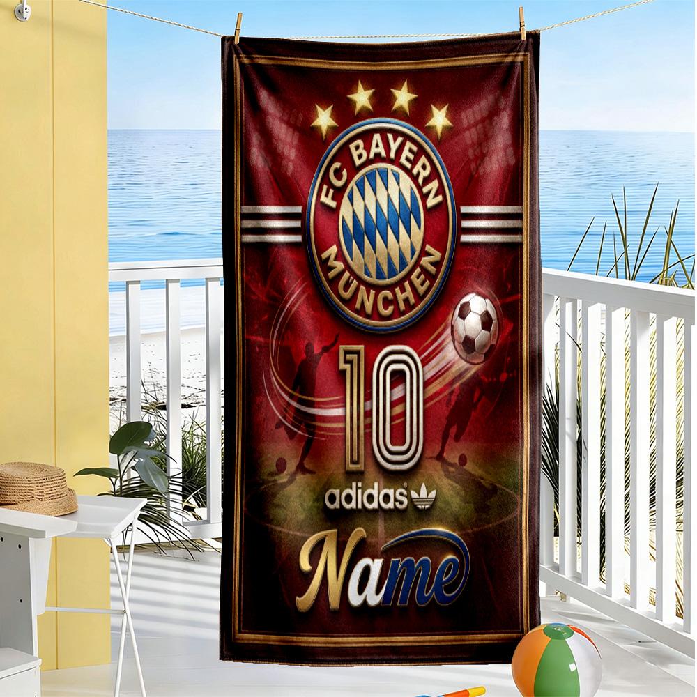 Fc Bayern München Fan Gear Customizable Name Beach Towel Soft Durable Quick-Dry Portable for SwimmingBeachCamping Travel Beach AccessoriesGym