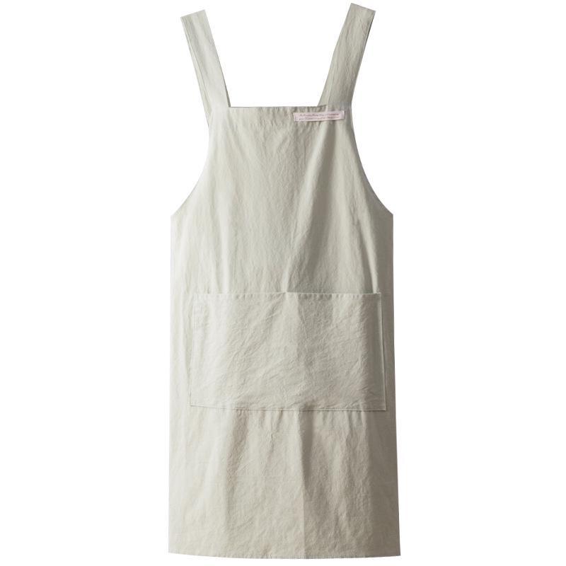 Japanese & Korean Retro Cotton Linen Apron with Logo, Tie-Free Design for Home, Flower Shop, or Painting Use