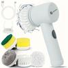 8pcs Electric Cleaning Brush Set – 5 Modes, Rotating Scrubber with 5 Replaceable Heads, Cordless Handheld Shower Cleaner for Bathroom, Kitchen, Tiles