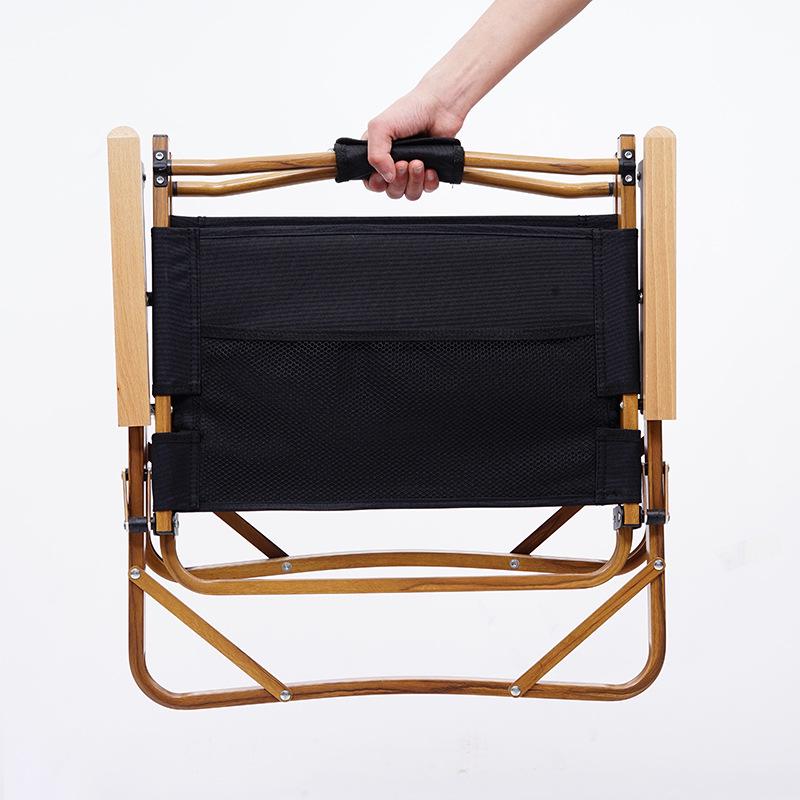 Bärbar Fällbar Campingstol i Aluminium med Träådringssits - Idealisk för Utomhusbruk, Fiske och Användning som Kermitstol