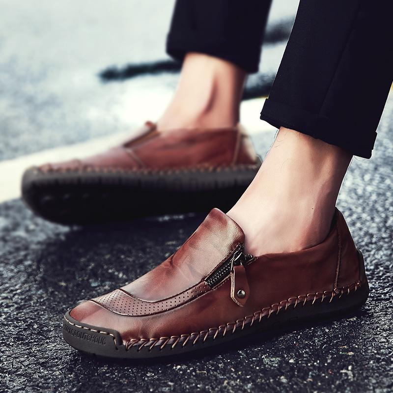 Large size 38-48 Men's Mosinka Fashion Leather Handmade Leather Shoes Loafers Driving Shoes
