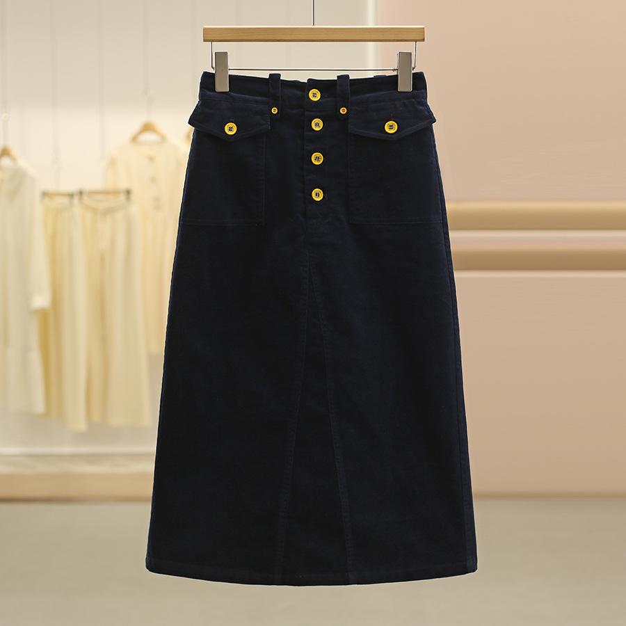 Wei Mei Korean Style High-Waisted Slimming Over-the-Knee Midi Skirt - Autumn Collection